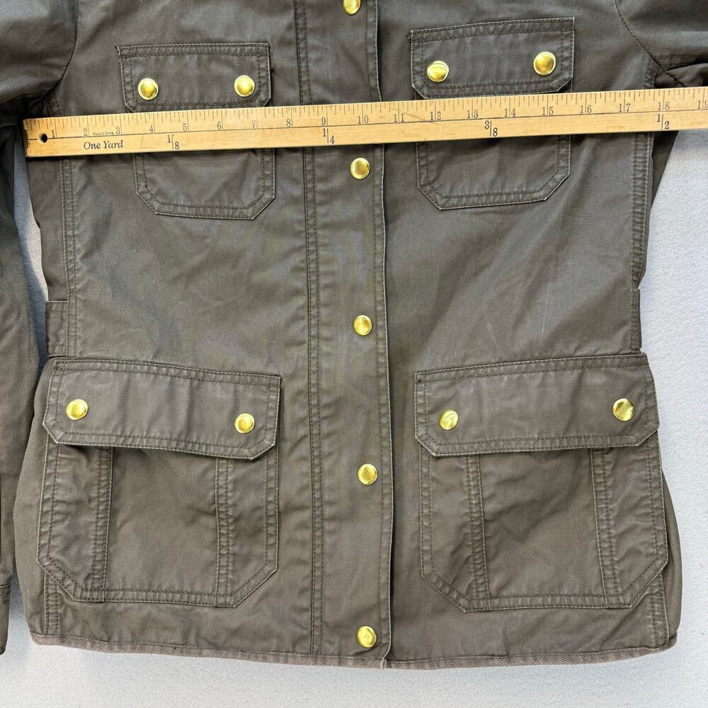 J. Crew Downtown Field Jacket Women's S Olive Green Structured Waxed Cotton VTG - Picture 8 of 9